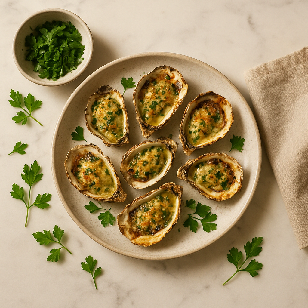 Broiled Oysters with Garlic-Parmesan Herb Butter