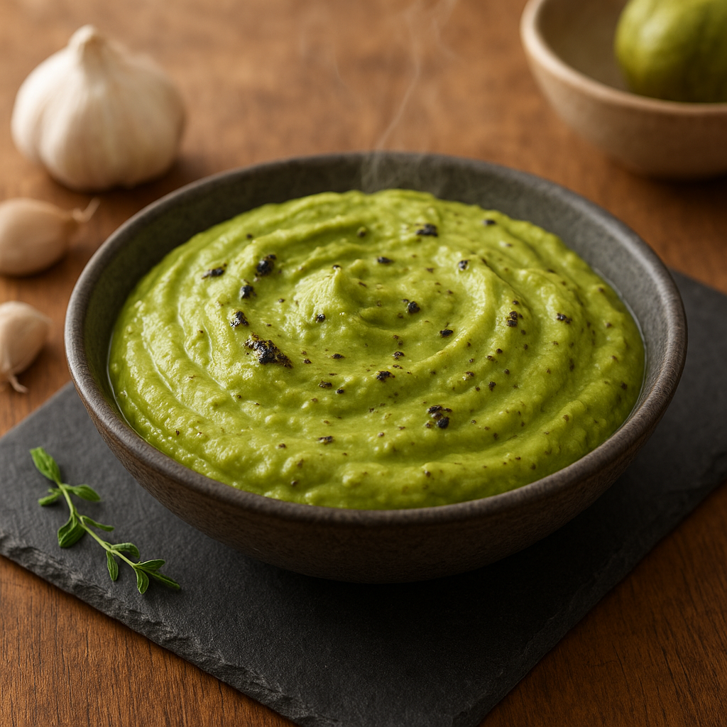 Charred Tomatillo–Avocado Crema