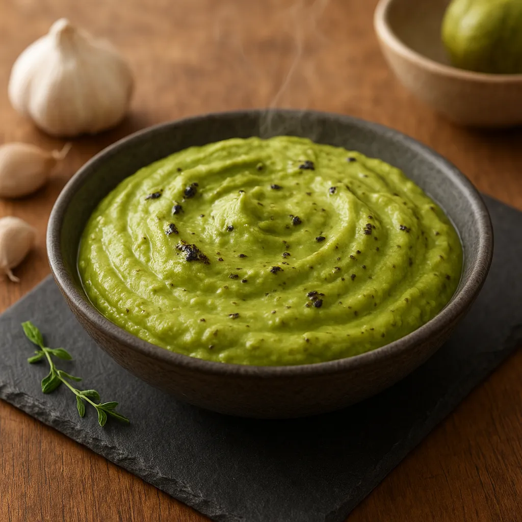 Charred Tomatillo–Avocado Crema