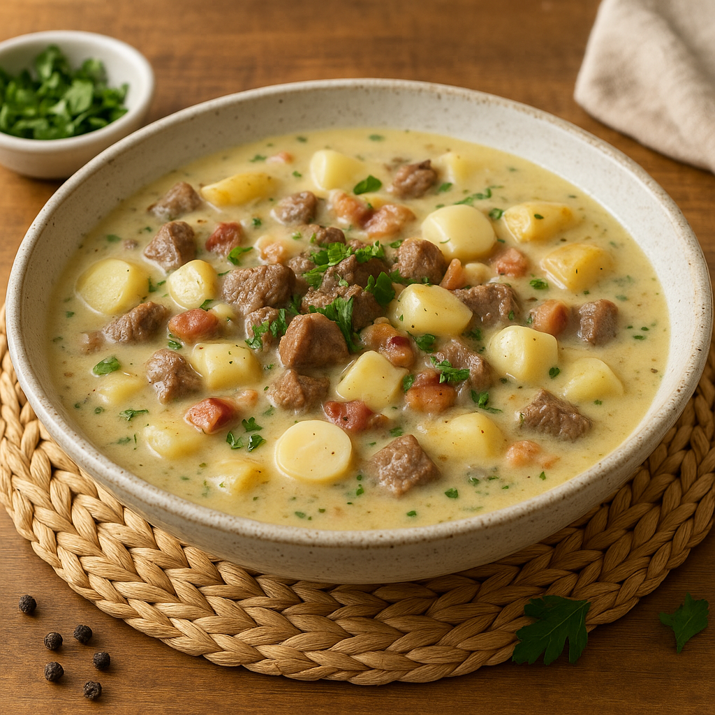 Hearty Beef, Bacon and Hearts-of-Palm Chowder