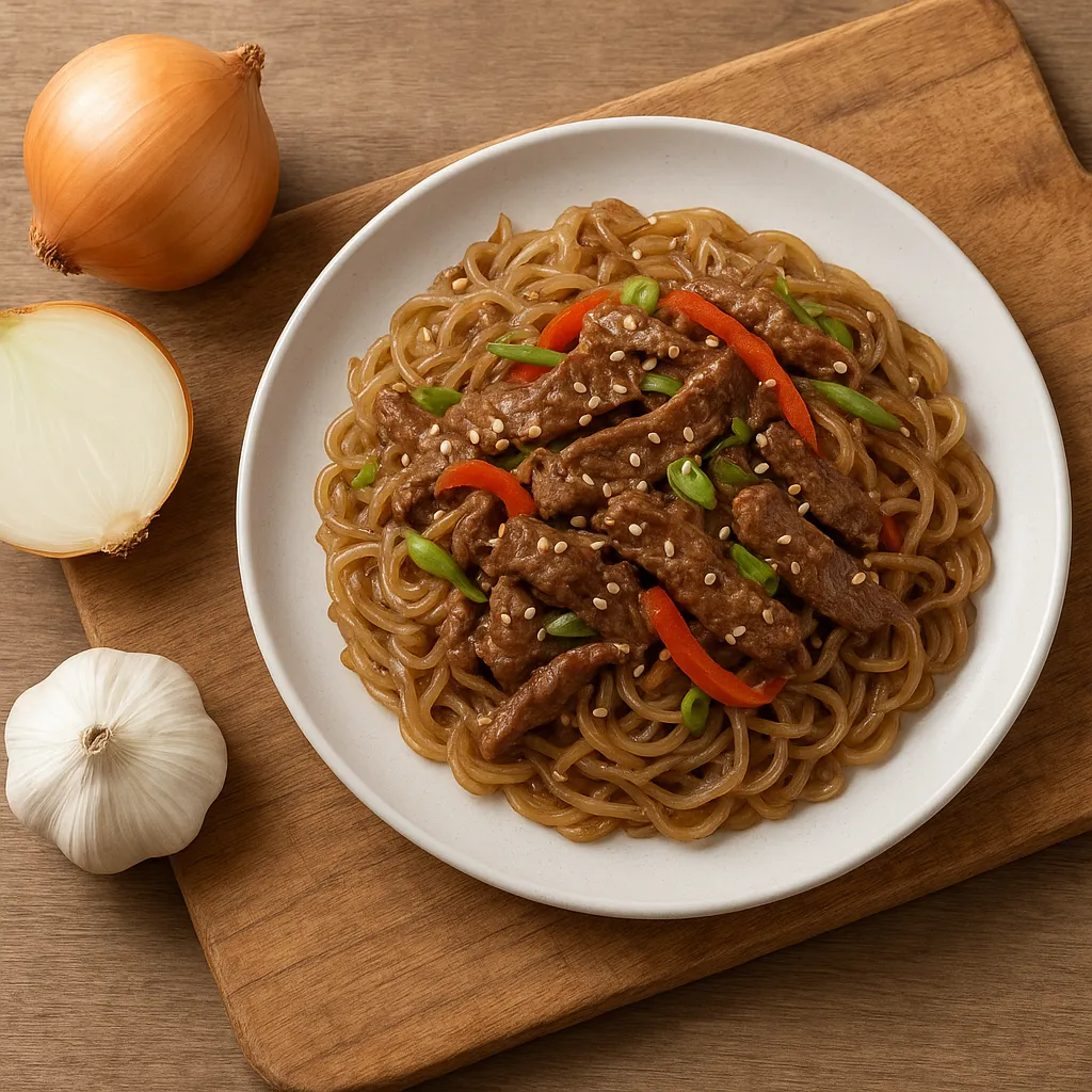 Sesame-Garlic Beef Shirataki Stir-Fry