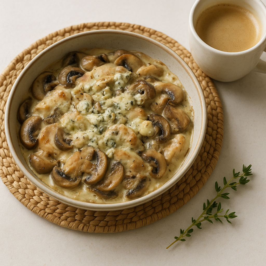 Blue Cheese Turkey and Mushroom Bake