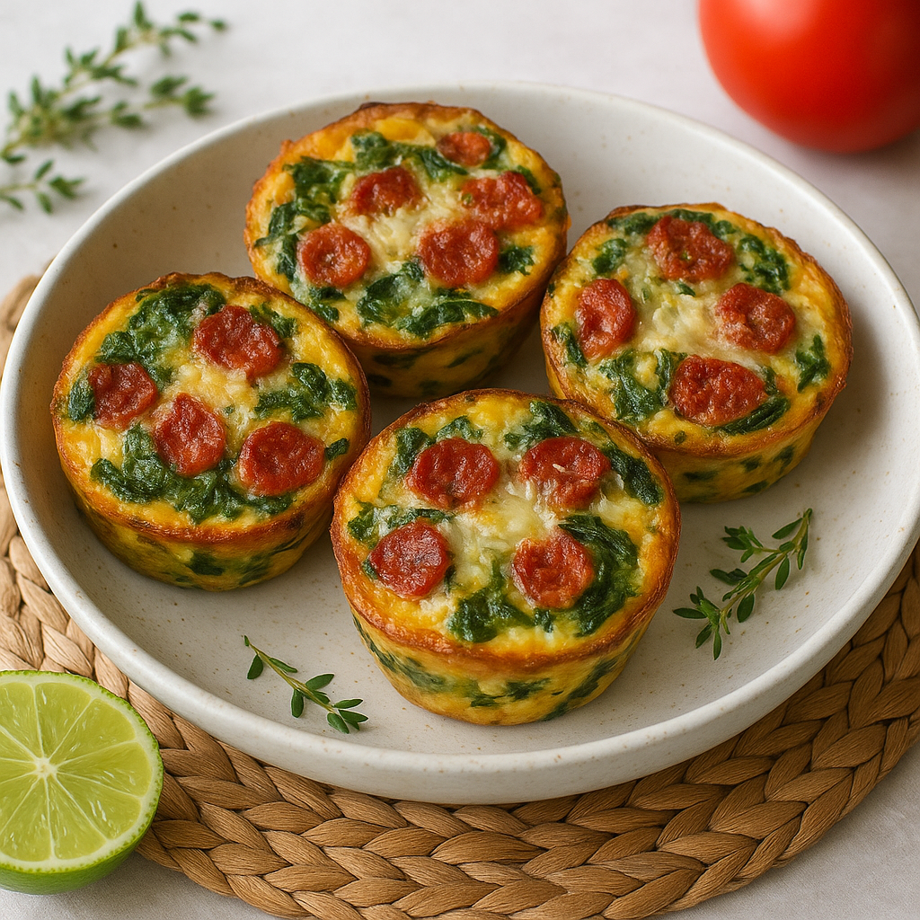 Baked Chorizo and Spinach Egg Cups with Parmesan