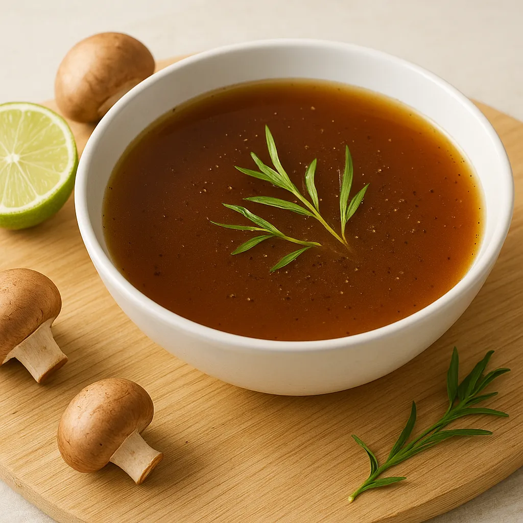 Clarified Cremini Consommé with Tarragon