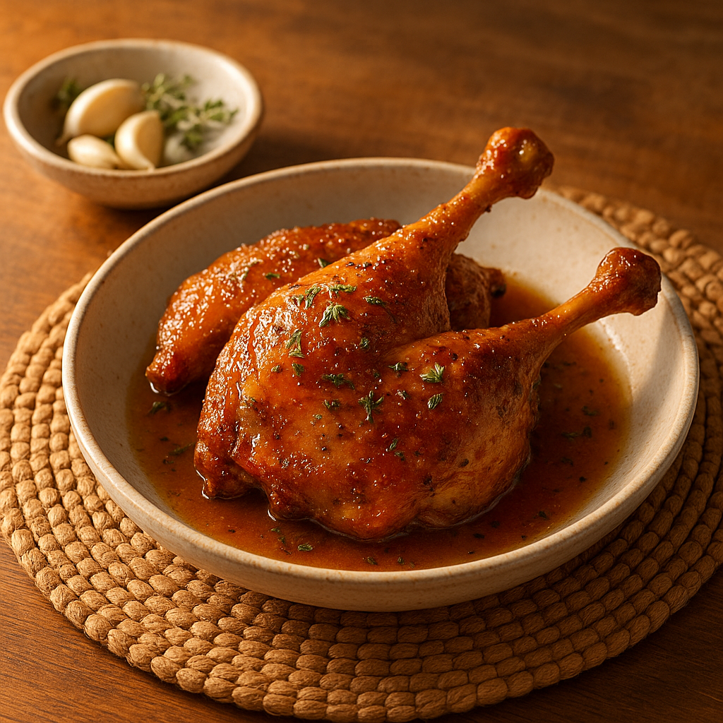 Garlic-Thyme Tallow Roasted Duck Legs