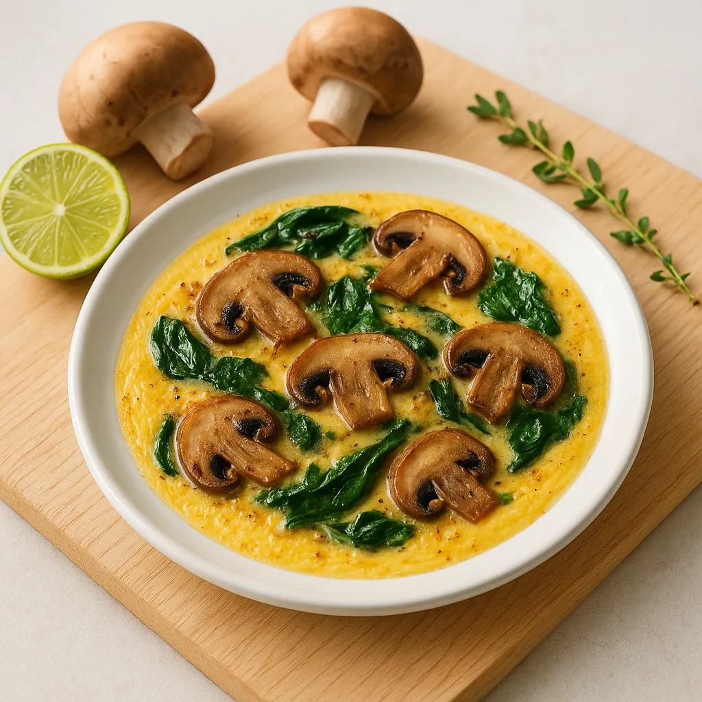 Miso-Baked Egg Custards with Cremini and Spinach