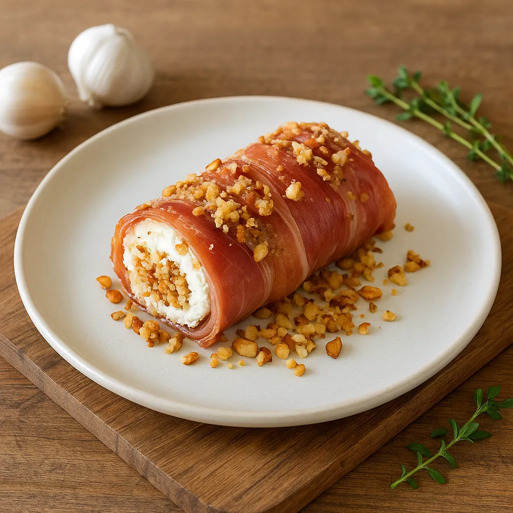 Prosciutto‑Wrapped Goat Cheese Roll with Almond Crunch