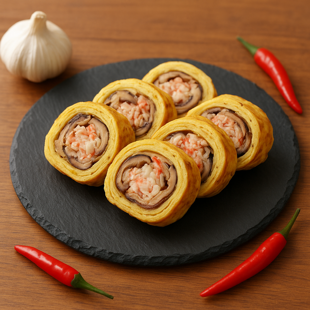 Crab and Shiitake Rolled Egg Pancake