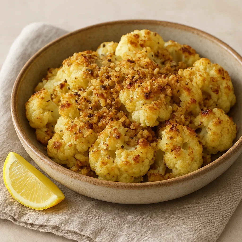 Roasted Cauliflower with Anchovy-Parmesan Crumble