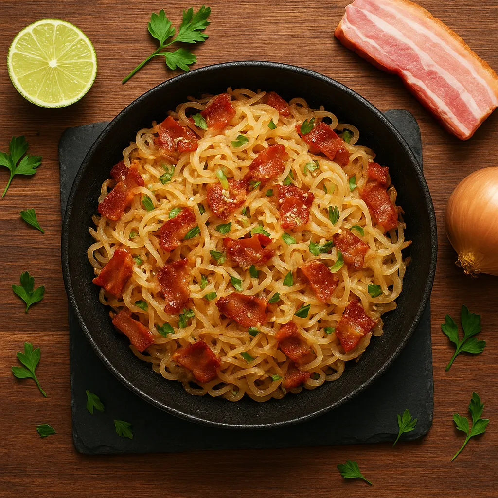 Bacon-Parmesan Shirataki Skillet
